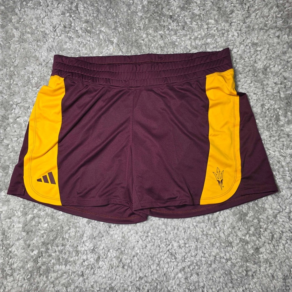 adidas Arizona State Sun Devils D4T Training Shorts Womens Large Maroon Gold NWT